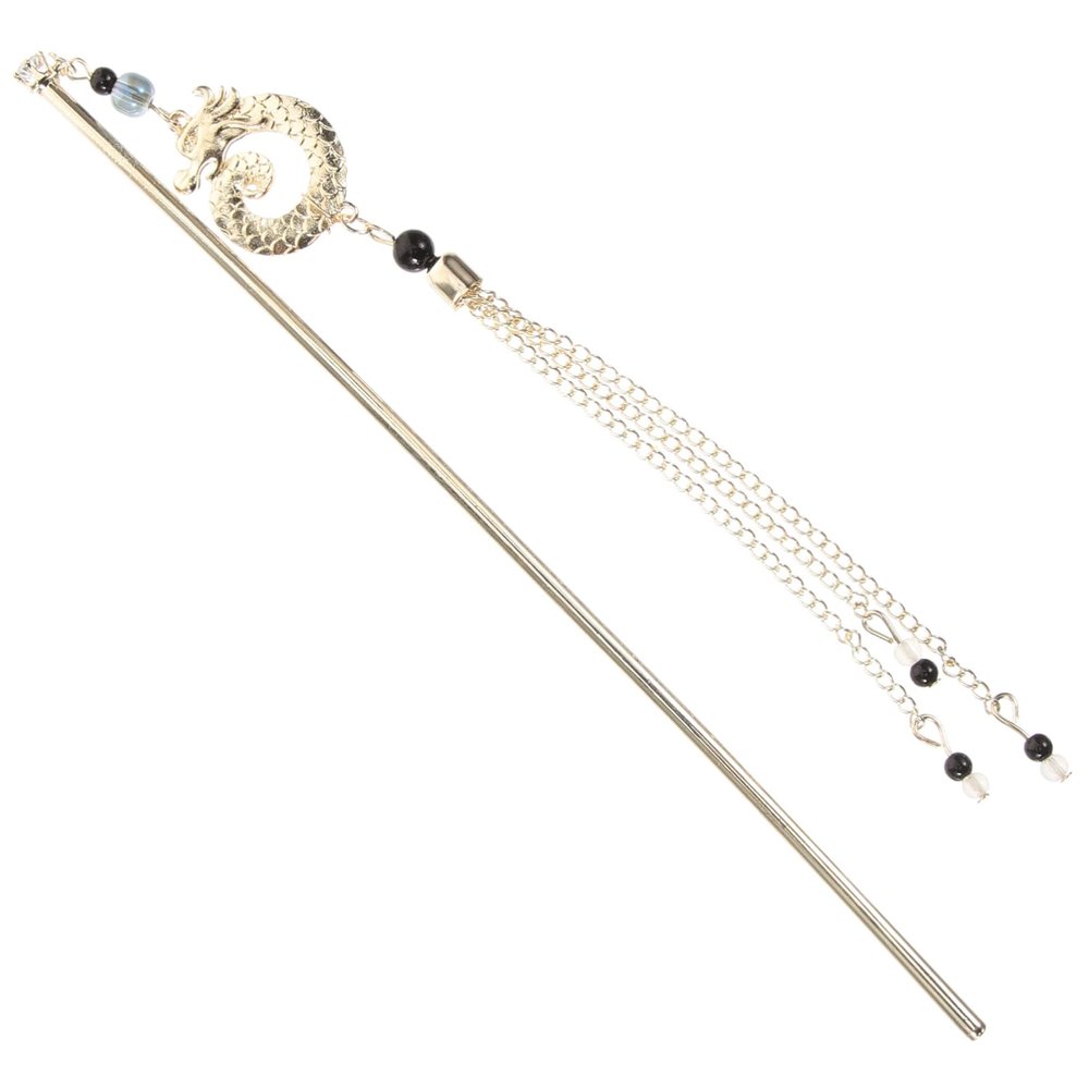 Chinese Hair Stick for Women with Dragon Motif and Tassel