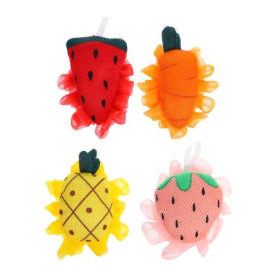 4-Piece Fruit Shower Scrubber Set for Cleansing and Exfoliating