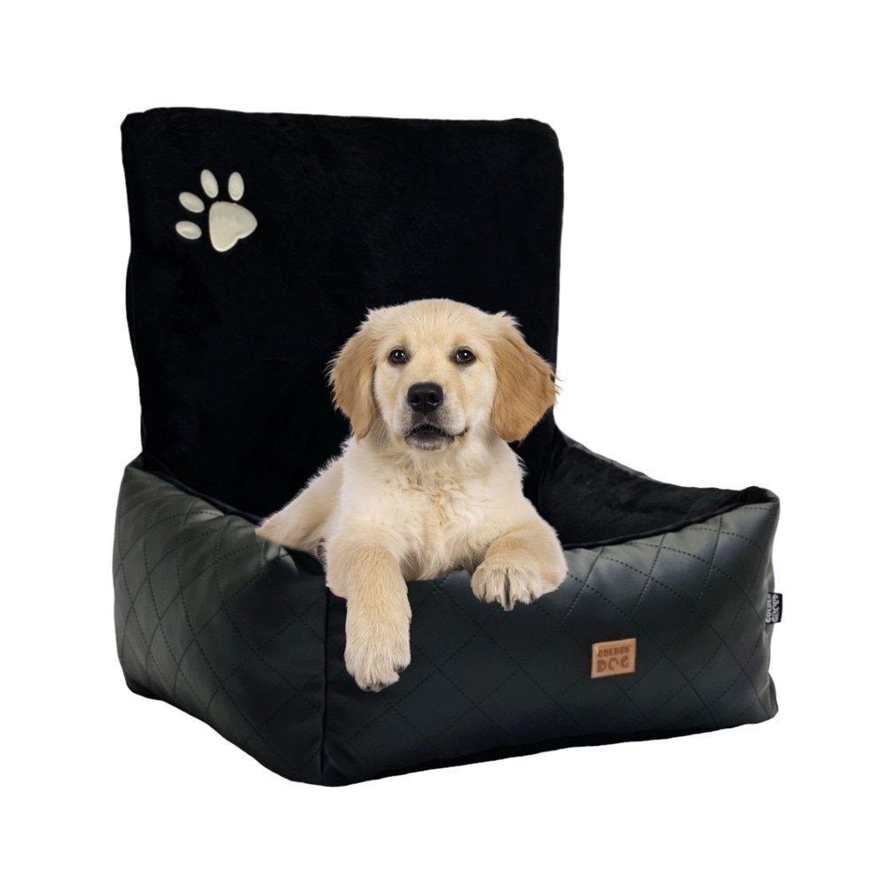 Golden Dog Foldable Car Dog Seat with Seat Belt, L, 83 x 66 cm, Faux Leather