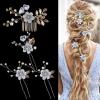 YUEZHAN Women's Headband, 4-Piece Set, Faux Pearl Floral Hair Accessories, Royal Blue view 3