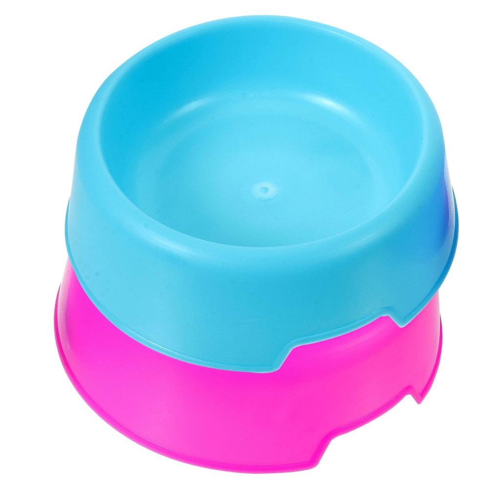 Plastic Dog Bowls, Stable, Round, 2-Pack, Colorful