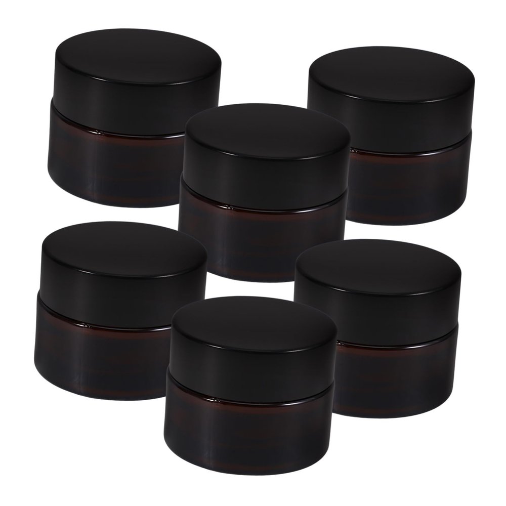 Brown Glass Cream Jars with Lids, 15 g, 6-Pack