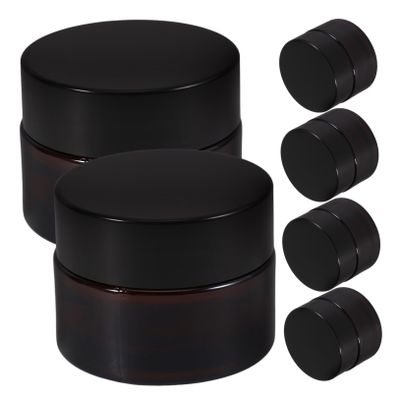 TOPPERFUN 15 g Brown Glass Cream Jars with PP Lids, Leakproof and Refillable, 6-Pack