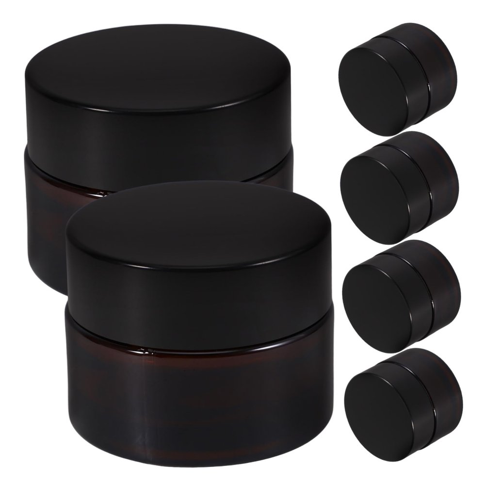 TOPPERFUN 15 g Brown Glass Cream Jars with PP Lids, Leakproof and Refillable, 6-Pack
