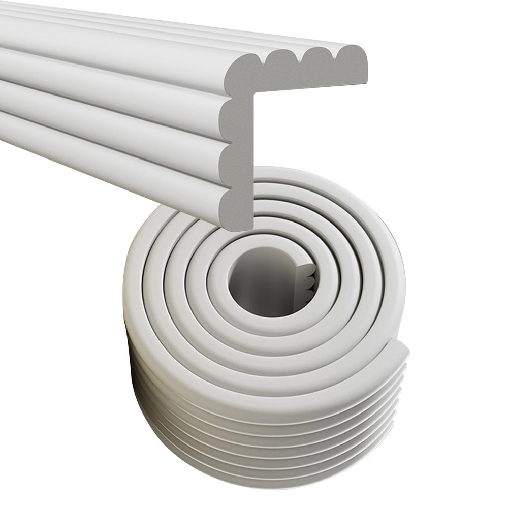 Child Safety W-Shaped Bumper Strip, Extra-Thick Foam Corner and Edge Protector, Light Gray, 6 m