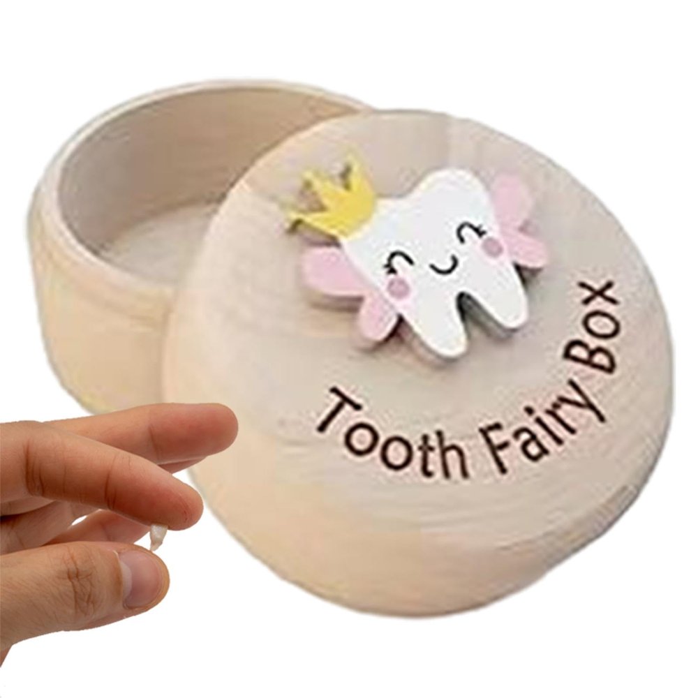 Carved Tooth Fairy Box, 5 x 5 x 3.5 cm, Keepsake Box for Baby Teeth