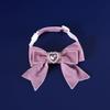 Pet Collar, Velvet Bow, Adjustable, Heart-Shaped Faux Gemstone Bell, Purple, 2-Pack view 4
