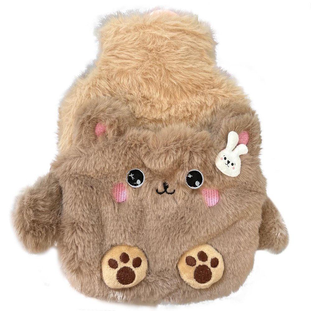 JAWSEU Plush-Cover Hot Water Bottle, 400 mL