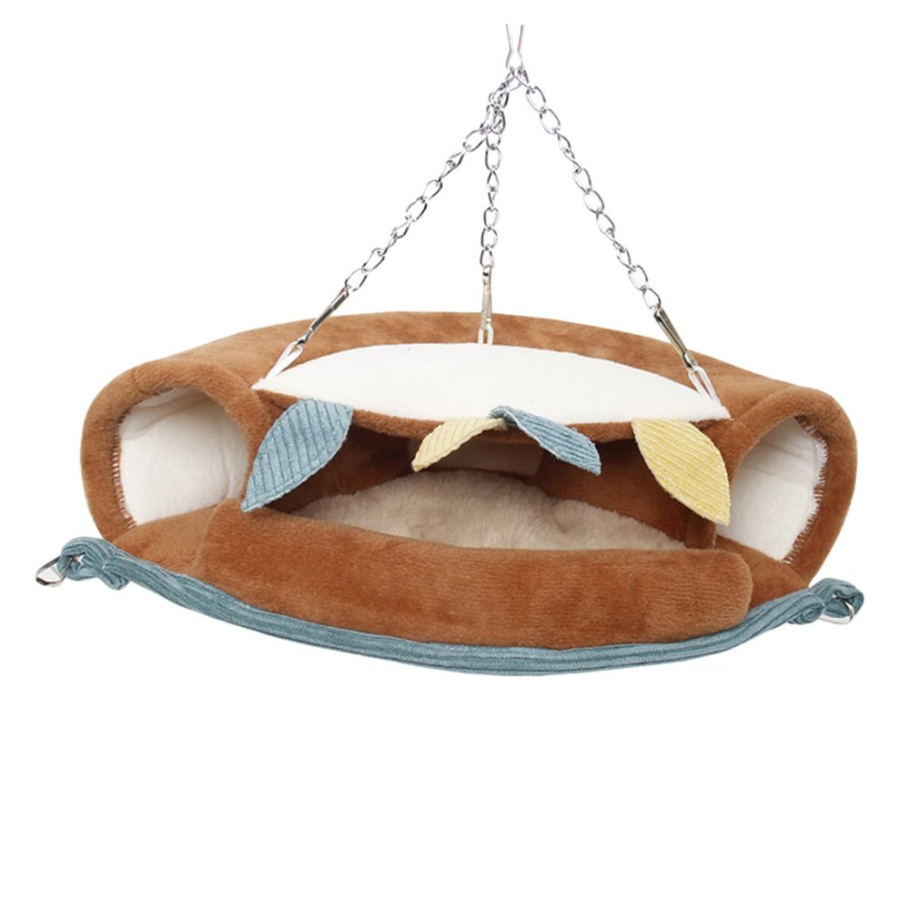 Warm Winter Hamster Hammock in Brown Plush for Small Pets