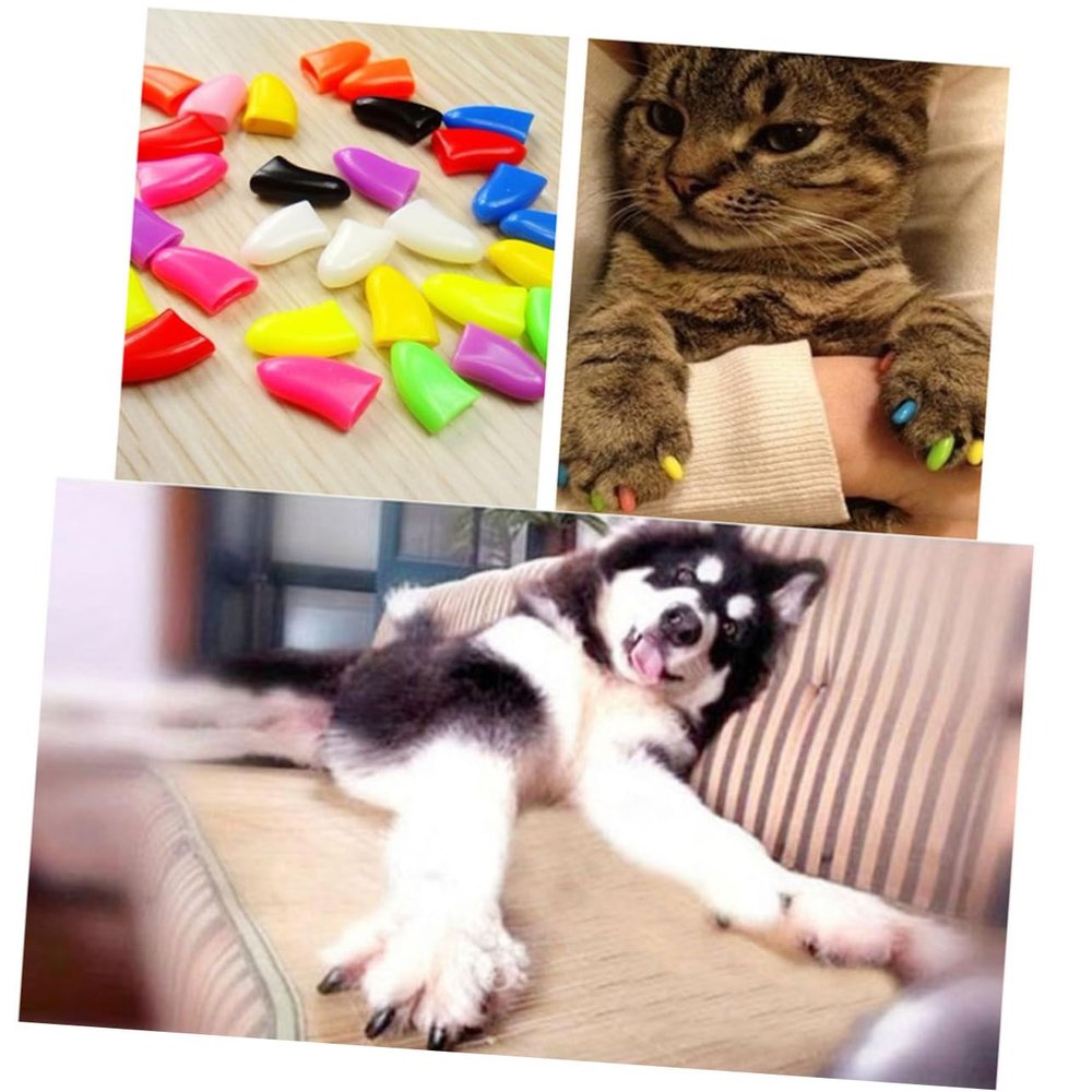 BESPORTBLE Soft Rubber Cat Nail Caps - 20 pcs XS Black