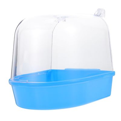 Sosoport Blue Plastic Bird Bath for Parrot and Canary Cages
