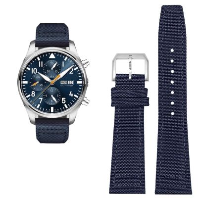 QTYQWC High-Density Nylon Cowhide Leather Watch Band for IWC Pilot Portugal, 20/21/22 mm