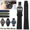 QTYQWC High-Density Nylon Cowhide Leather Watch Band for IWC Pilot Portugal, 20/21/22 mm view 3