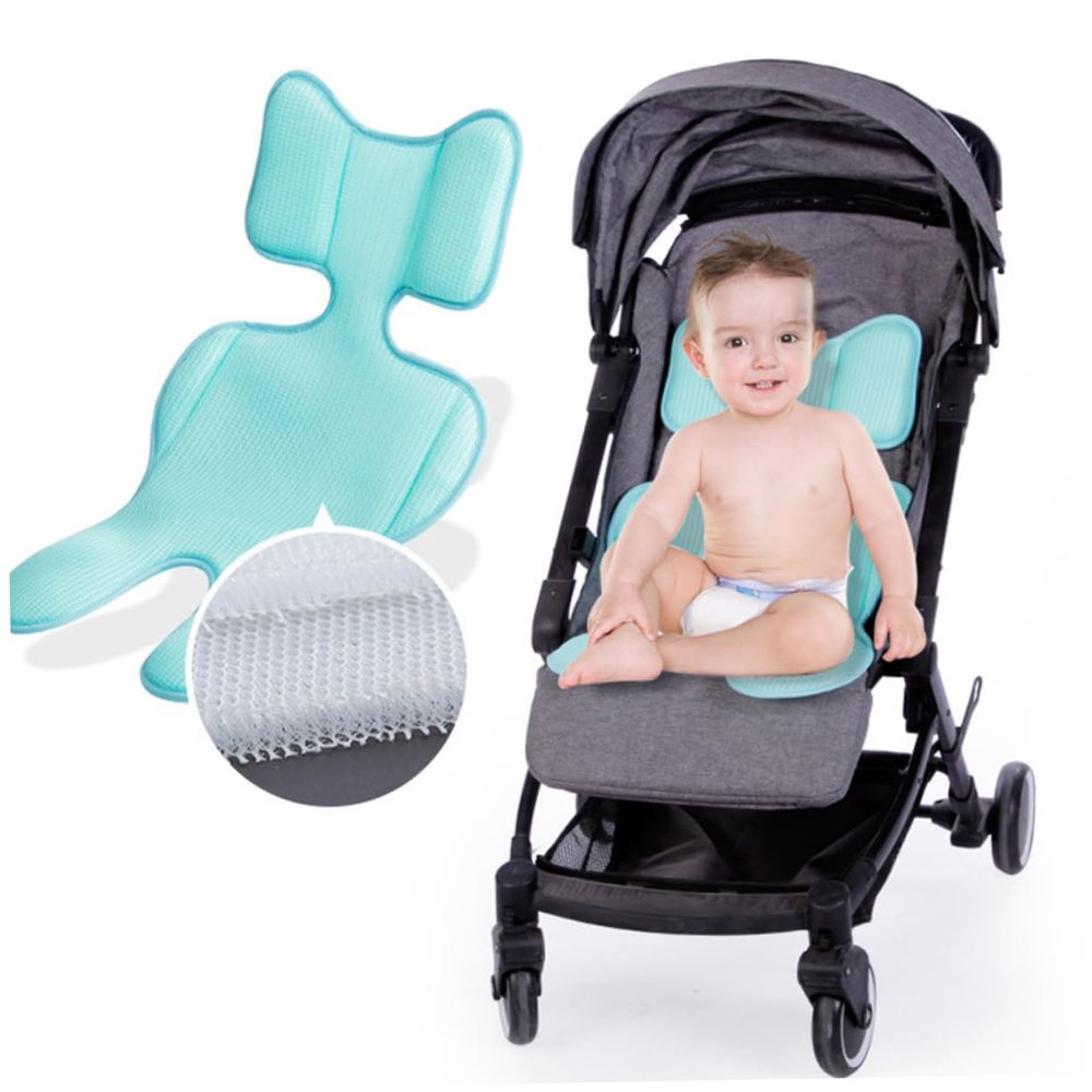 Vaguelly Breathable Polyester Universal Stroller Seat Liner, Blue