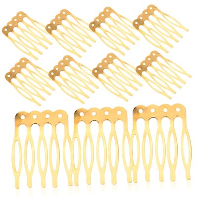 DIY Gold-Colored Metal Hair Combs, 50 Pieces, Five-Prong
