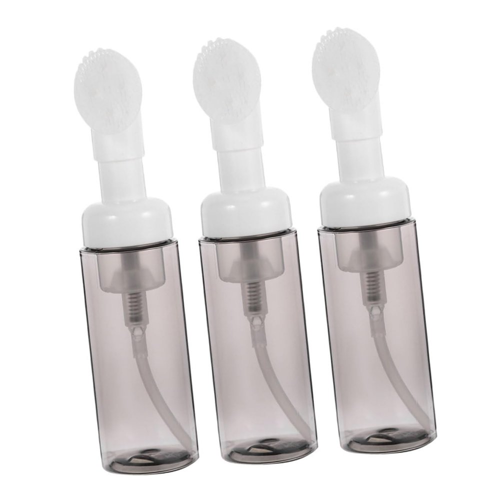 Healeved 3-Pack 60 ml Plastic Bottles, 100 ml PET Foam Dispensers with Fine Foam and Removable Brush for Travel and Facial Care