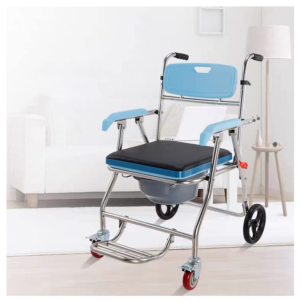Shower Chair with Locking Swivel Joint for Older Adults, People with Disabilities and Pregnant Women - Non-Slip Bath Seat with Armrests and Backrest, Wheelchair/Shower Chair Combination