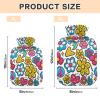 2-Liter Hot Water Bottle with Velvet Cover, Cute Cartoon Flowers view 2