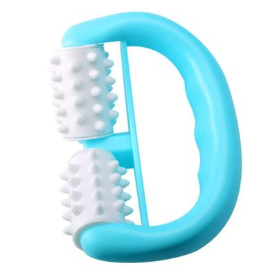 D-Shaped Body Massage Device with Plastic Handle, Blue
