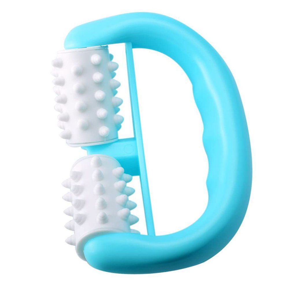 D-Shaped Body Massage Device with Plastic Handle, Blue