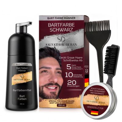 Men's Black Beard Dye, 20 Applications, 250 ml