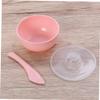 Baluue Pink 3-in-1 Plastic Mask Mixing Tool Set with Bowl, Stick, and Lid view 3