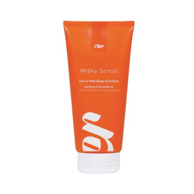 Fler Milky Scrub Body Scrub for Sensitive Skin, Gel-to-Milk with Niacinamide, Ginseng and Calendula, 200 ml