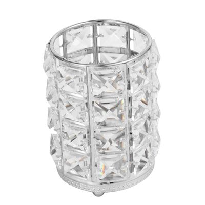 Silver Hollow Crystal Makeup Brush Holder