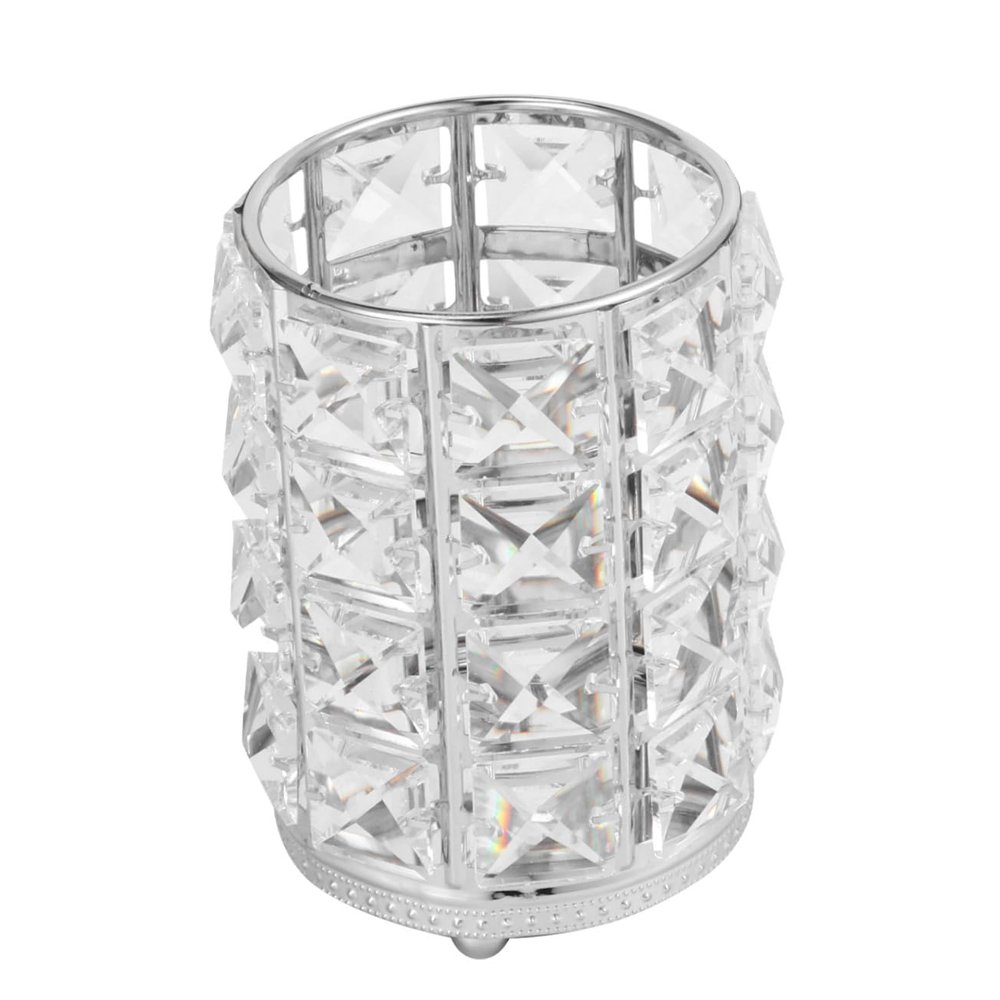 Silver Hollow Crystal Makeup Brush Holder