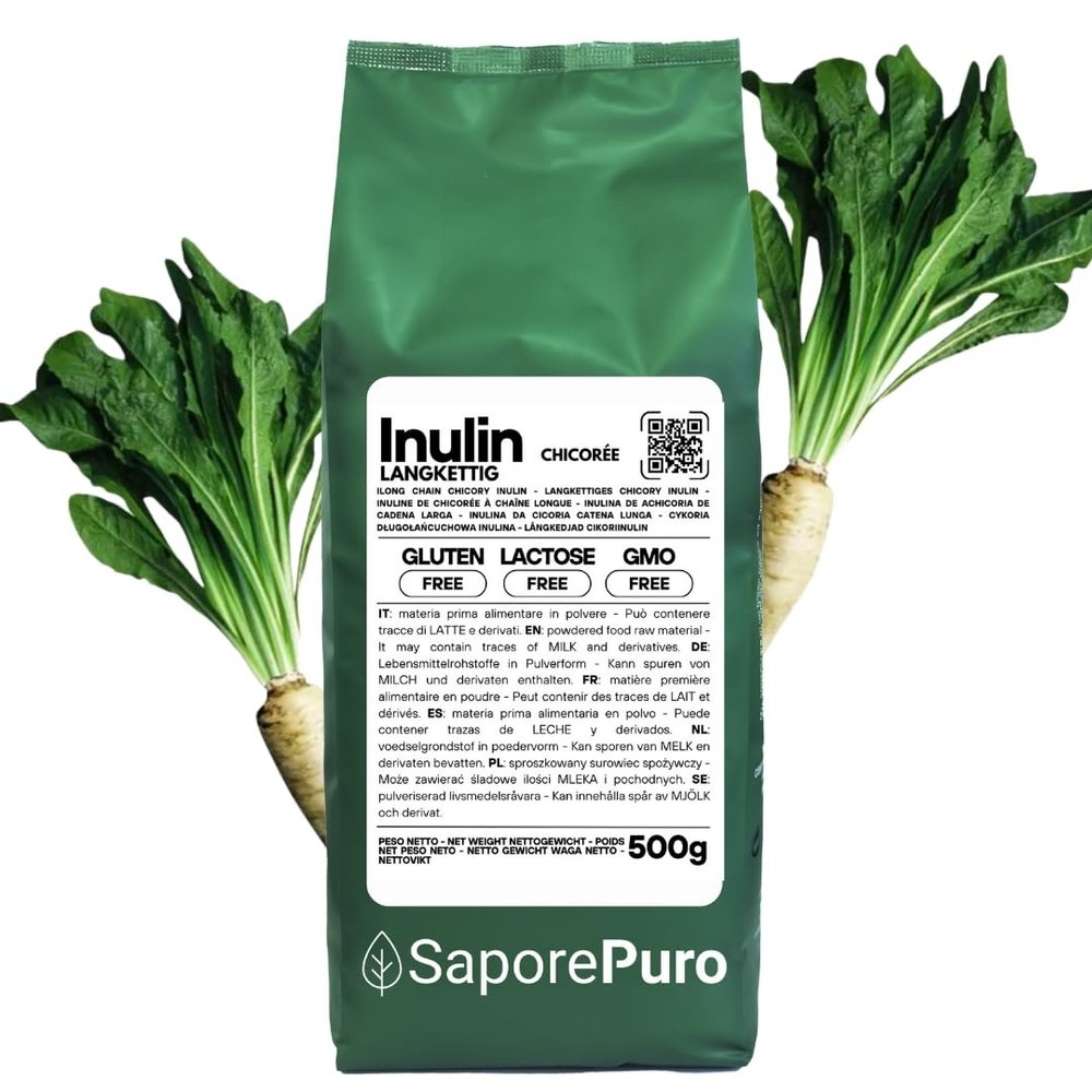 SaporePuro Inulin Powder 500 g – Long-Chain Prebiotic Plant Fiber from Chicory Roots