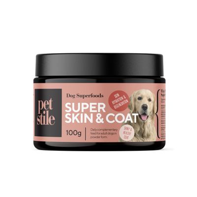 Petstile Super Skin & Coat Natural Dog Supplement with Fish Collagen, Flaxseed & Fish Oil