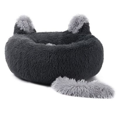 SJHDHDA Plush Velvet Cat Nest Bed with Cat Ears, Washable, Warm, Round Calming Donut Bed for Kittens and Puppies
