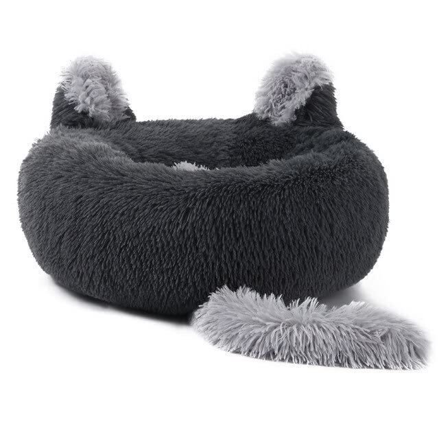 SJHDHDA Plush Velvet Cat Nest Bed with Cat Ears, Washable, Warm, Round Calming Donut Bed for Kittens and Puppies
