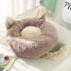 SJHDHDA Plush Velvet Cat Nest Bed with Cat Ears, Washable, Warm, Round Calming Donut Bed for Kittens and Puppies view 3