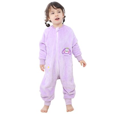 Baby Winter Sleep Sack with Feet and Sleeves, Warm Flannel Footed Pajamas, Purple Rabbit, 130 cm, 5–6 Years