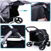 ERSINIAN Pet Stroller for Large Dogs, 600D Oxford Fabric, Aluminum Alloy, 30 kg Capacity, Gray A view 3