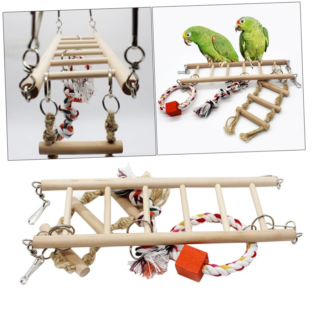 Kisangel Wooden Parrot Swing for Pets