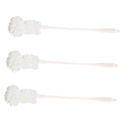 3-Piece Baby Bottle Brush Set, PP/EVA, Long Handle, White