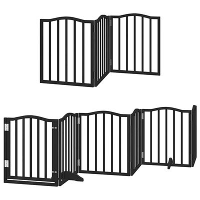 vidaXL 12-Piece Folding Dog Gate with Door, Black, 600 cm, Poplar Wood