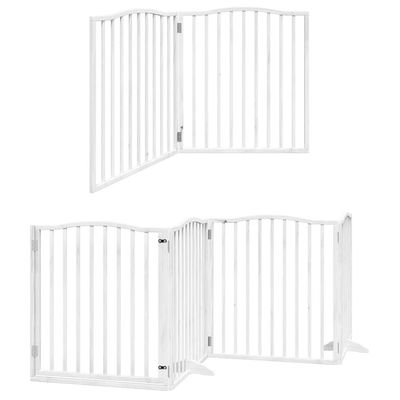 vidaXL 10-Piece Foldable Dog Gate with Door, White, 800 cm, Poplar Wood