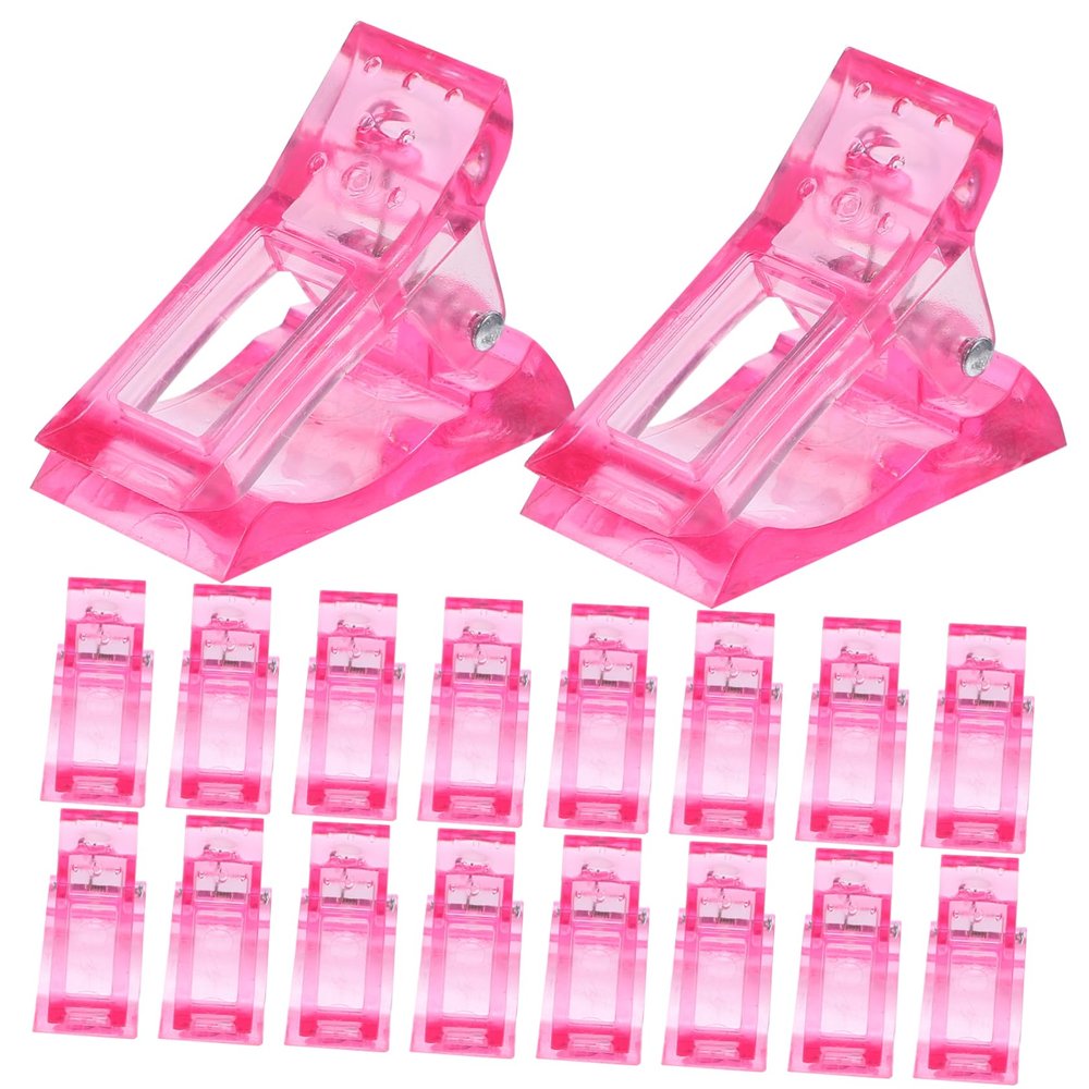 HAPINARY Nail Tip Clips, 20-Piece Reusable ABS Set, Pink