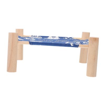 BUGUUYO Hamster Hammock with Wooden Frame, 1 Pc, Blue, Cotton