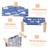 BUGUUYO Hamster Hammock with Wooden Frame, 1 Pc, Blue, Cotton view 3