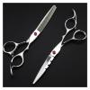 GZSLKSCD Haircutting 6-Inch Barber Scissors, Hairdressing Scissors, Thinning Scissors (Red, Thinning Scissors) (Blue Cutting) view 2