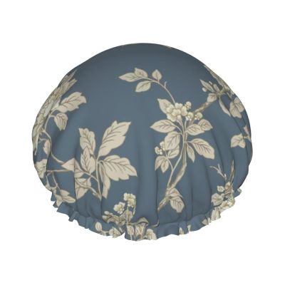 Double-Layer Shower Cap with Floral and Blue Floral Pattern for Women and Men