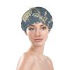 Double-Layer Shower Cap with Floral and Blue Floral Pattern for Women and Men view 3