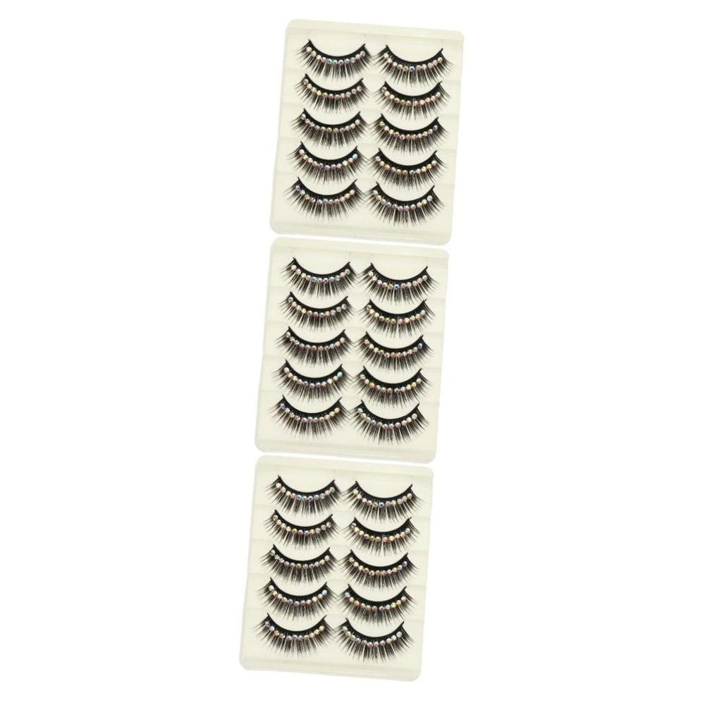 HAPINARY 30 Pairs Glitter False Eyelashes with Rhinestones for Women, Cosplay, Halloween Parties and Stage Performances, Easy to Apply and Reusable