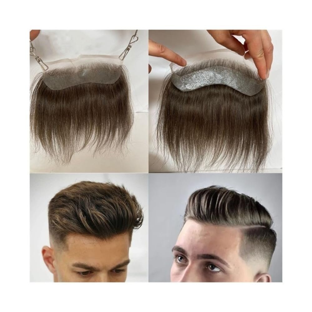 Men's Hair Toupee for Hair Loss Coverage, 4 x 18 cm, HD Lace Front, PU Back, 7# Brown