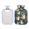 Cute Dog Wildflower Leaves Classic Hot Water Bottle with Cover view 1