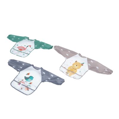 Beatifufu 3-Pack Baby Feeding Bibs with Sleeves, Waterproof and Washable, Cartoon Designs